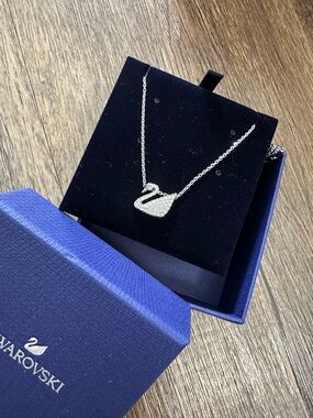 Swarovski Silver Crystal Swan Pendant Necklace